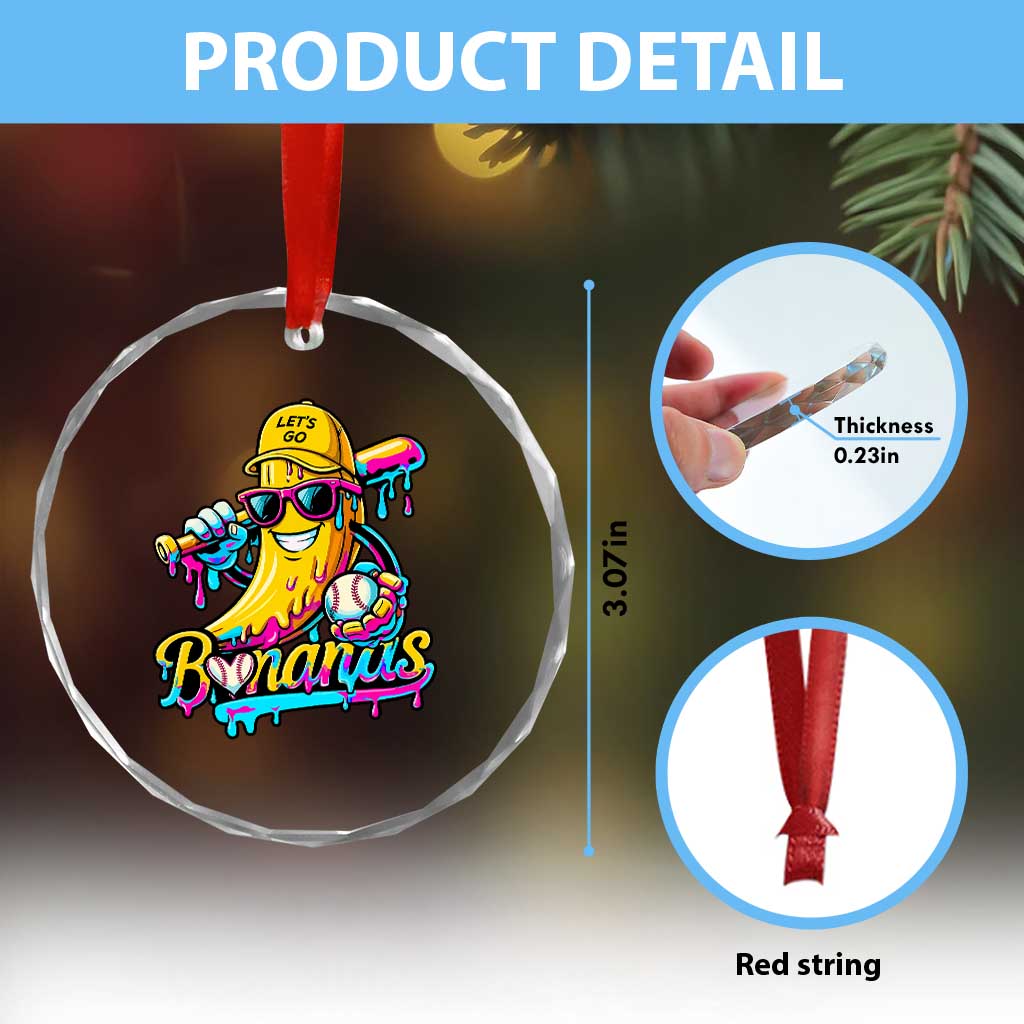 Funny Banana Baseball Drip Crystal Glass Ornament Lets Go Bananas Ice Cream Dripping Sport