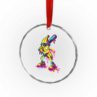 Funny Banana Baseball Drip Ice Cream Splatter Crystal Glass Ornament