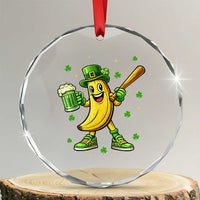 Funny Banana Baseball Player Gift Crystal Glass Ornament St Patricks Day