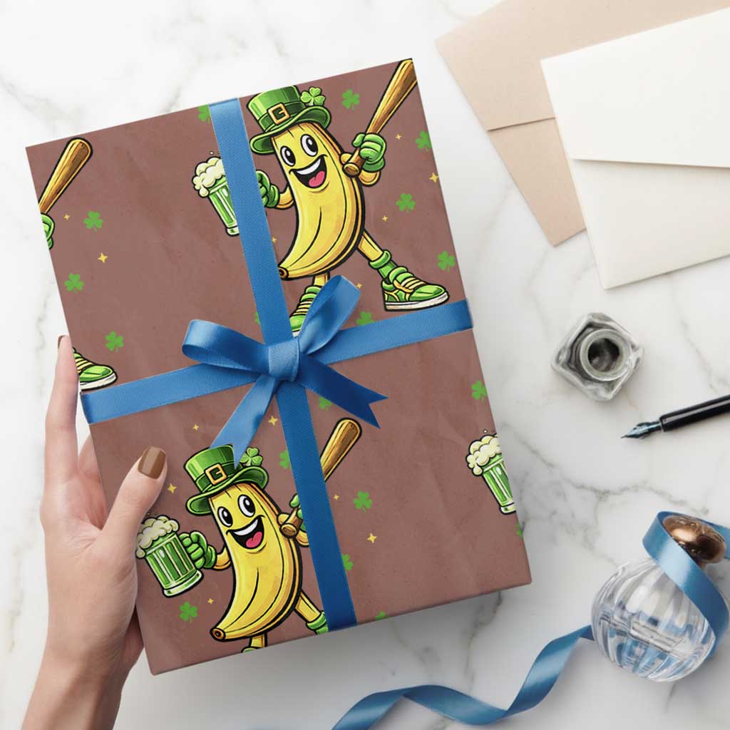 Funny Banana Baseball Player Gift Wrapping Paper Roll St Patricks Day