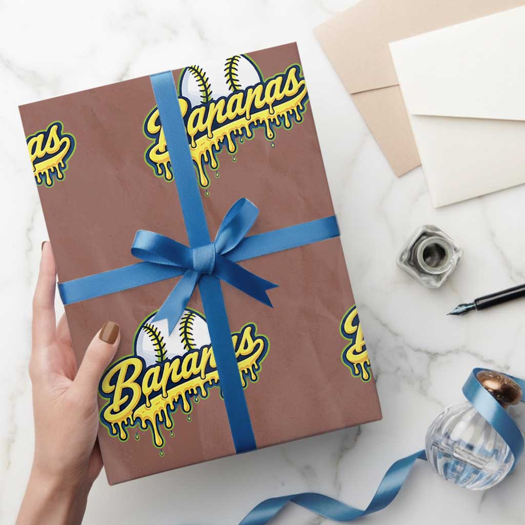Funny Banana Baseball Wrapping Paper Roll Sports Team Baseball Drip Ice Cream Style