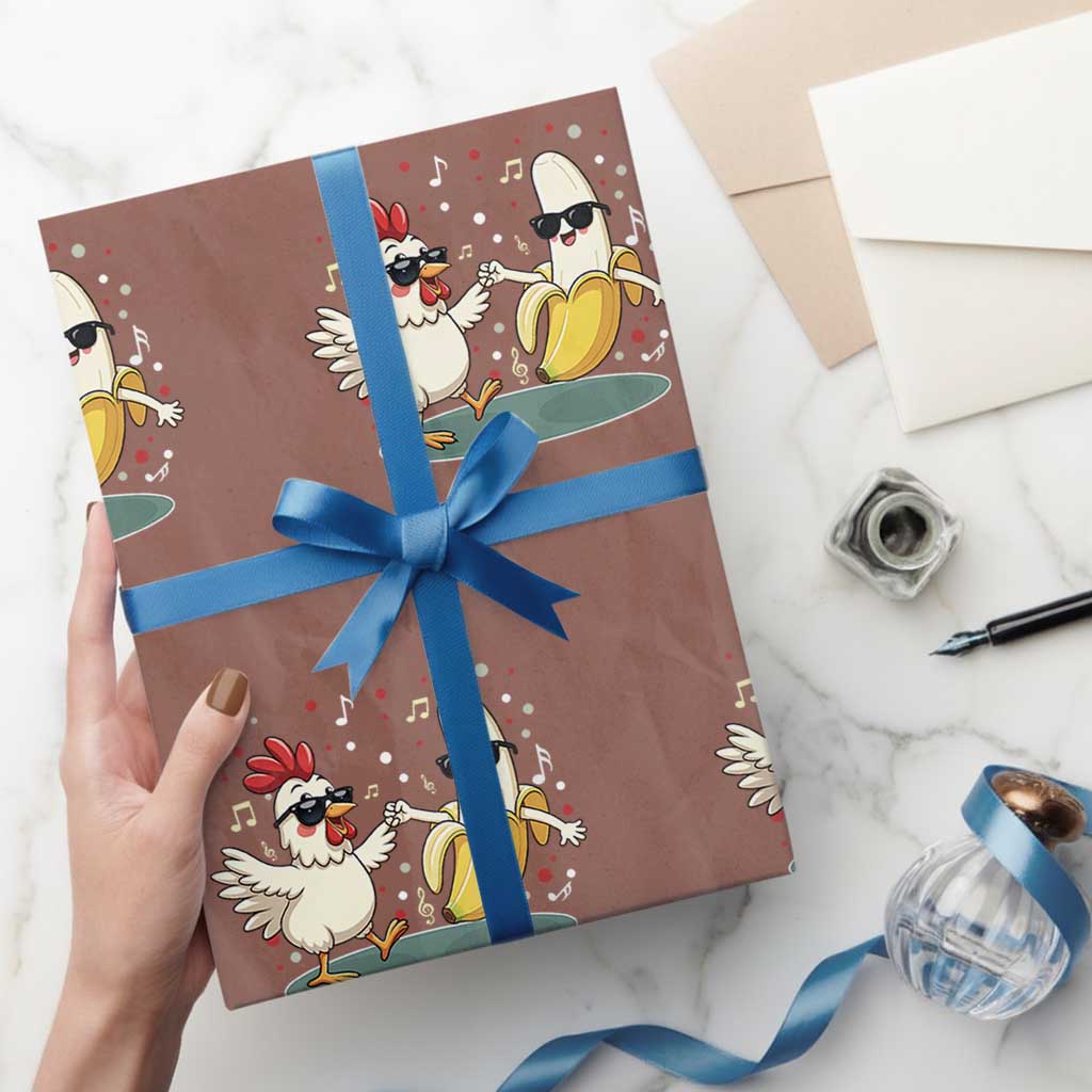 Funny Banana Chicken Dance Wrapping Paper Roll Chaos Dance Meme Graphic