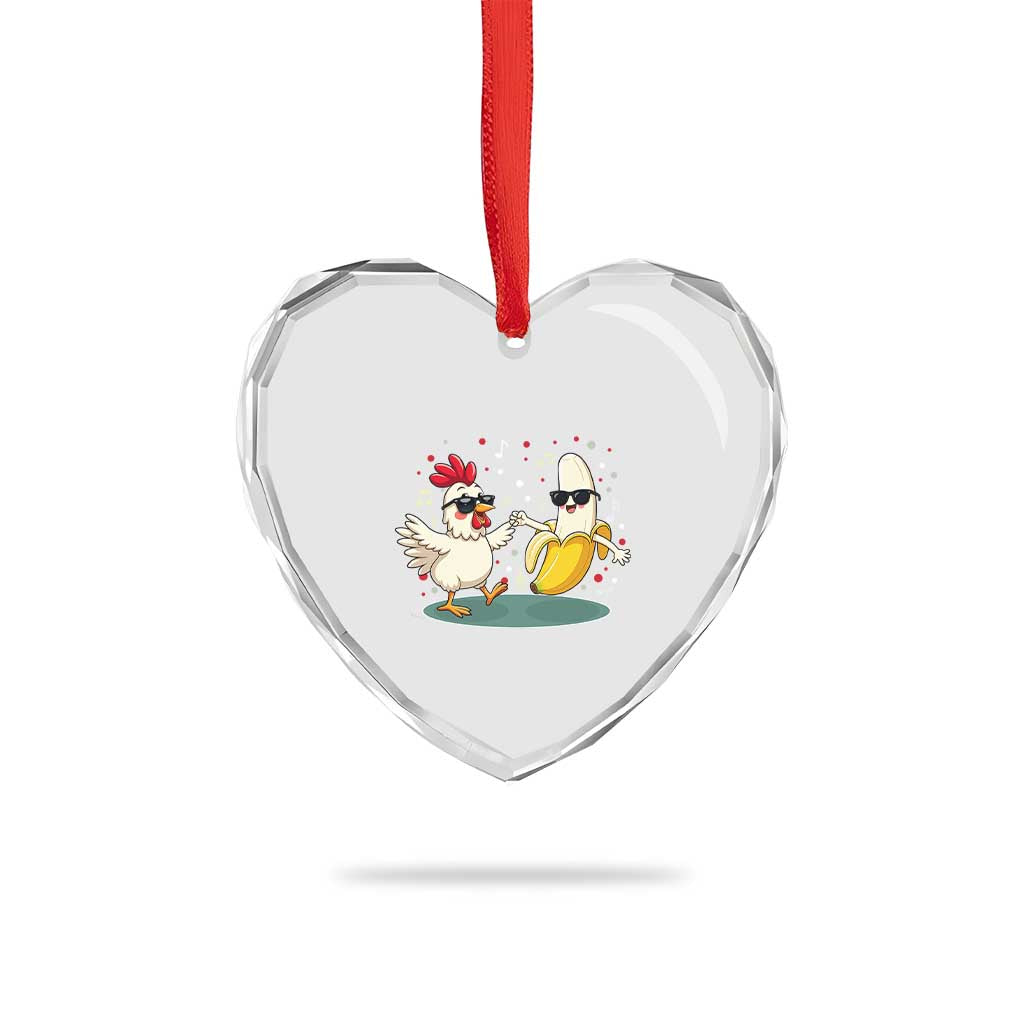 Funny Banana Chicken Dance Heart Crystal Glass Ornament Chaos Dance Meme Graphic