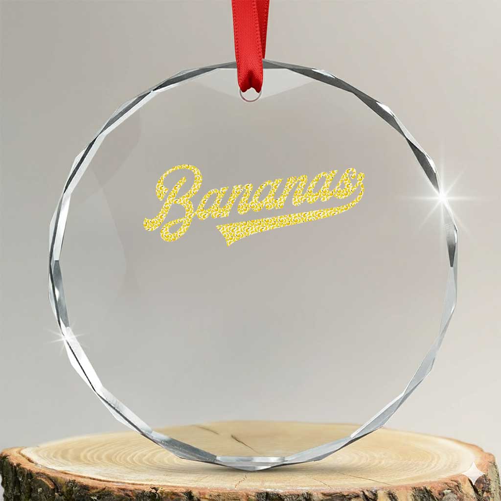 Funny Banana Pattern Typography Crystal Glass Ornament Retro Throwback Fruit Lover