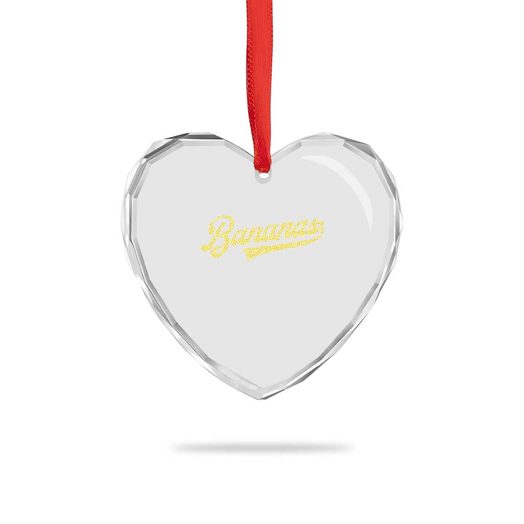 Funny Banana Pattern Typography Heart Crystal Glass Ornament Retro Throwback Fruit Lover