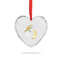 Funny Banana Striptease Be Free Graphic Heart Crystal Glass Ornament