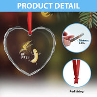 Funny Banana Striptease Be Free Graphic Heart Crystal Glass Ornament