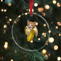 Funny Bananacat Meme Lover Crystal Glass Ornament Cute Kitty Banana Costume