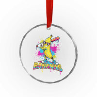 Funny Bananas Baseball Drip Ice Cream Sports Splatter Crystal Glass Ornament
