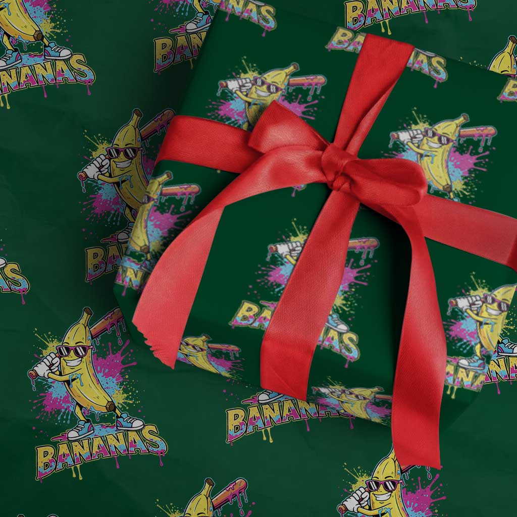 Funny Bananas Baseball Drip Ice Cream Sports Splatter Wrapping Paper Roll