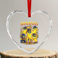 Funny Bananas Heart Crystal Glass Ornament Lets Go Banana Cute Banana Lovers Bootleg