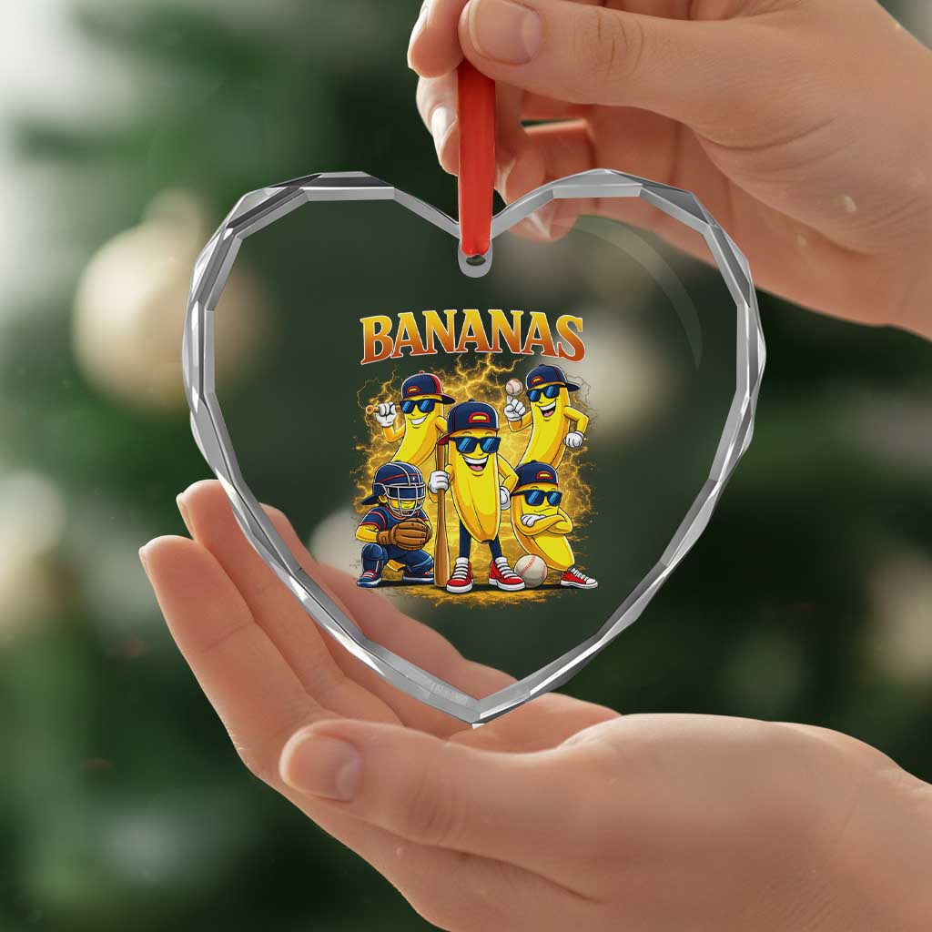 Funny Bananas Heart Crystal Glass Ornament Lets Go Banana Cute Banana Lovers Bootleg