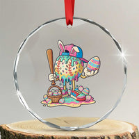 Funny Baseball Easter Bunny Graphic Crystal Glass Ornament Colorful Drip Egg Hunt Sports Mashup