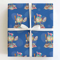 Funny Baseball Easter Bunny Graphic Wrapping Paper Roll Colorful Drip Egg Hunt Sports Mashup