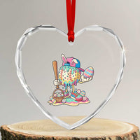 Funny Baseball Easter Bunny Graphic Heart Crystal Glass Ornament Colorful Drip Egg Hunt Sports Mashup