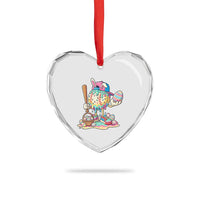 Funny Baseball Easter Bunny Graphic Heart Crystal Glass Ornament Colorful Drip Egg Hunt Sports Mashup