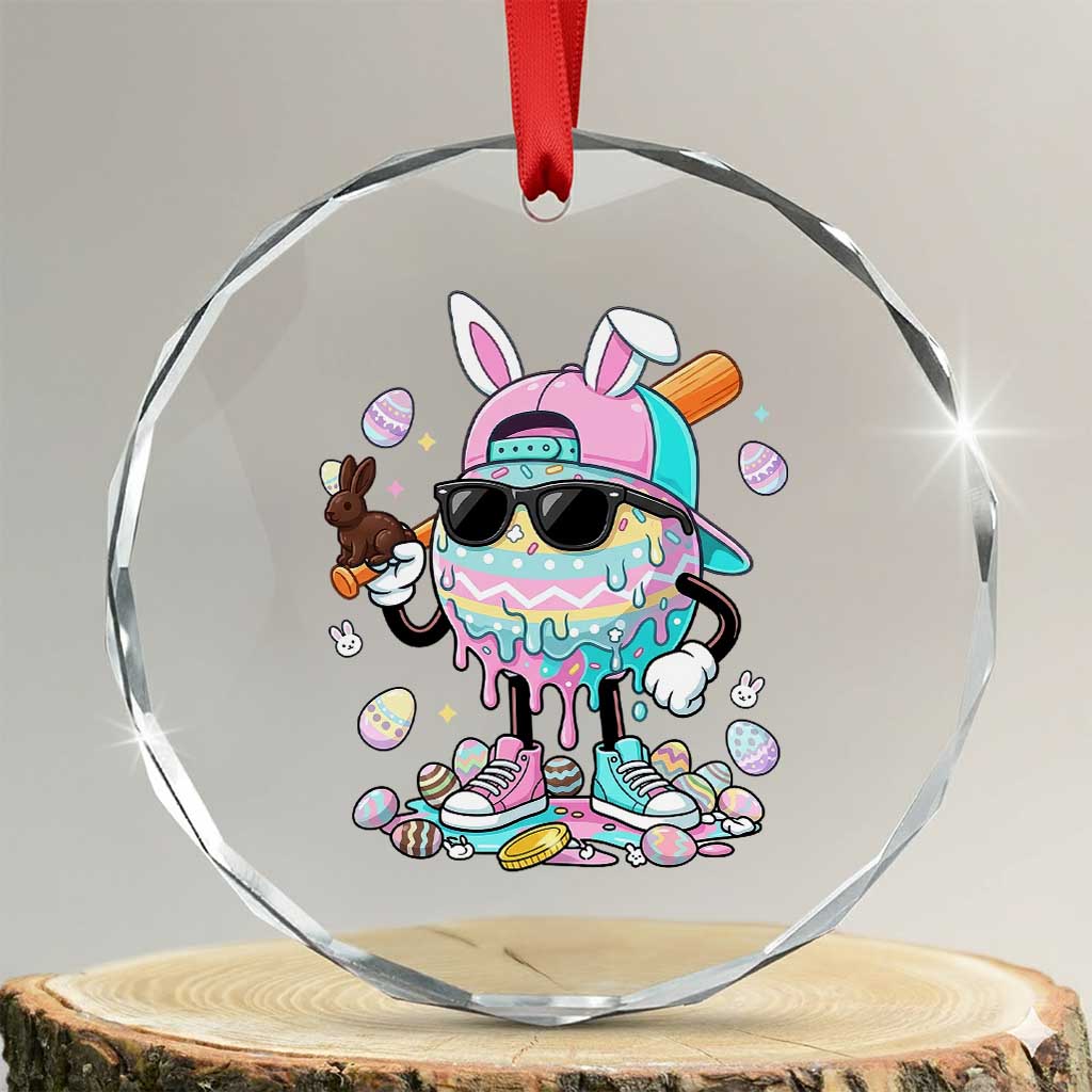Funny Baseball Easter Crystal Glass Ornament Drip Ice Cream Bunny Easter