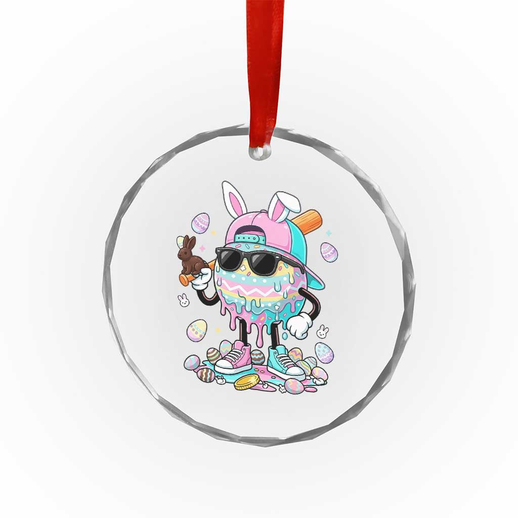 Funny Baseball Easter Crystal Glass Ornament Drip Ice Cream Bunny Easter