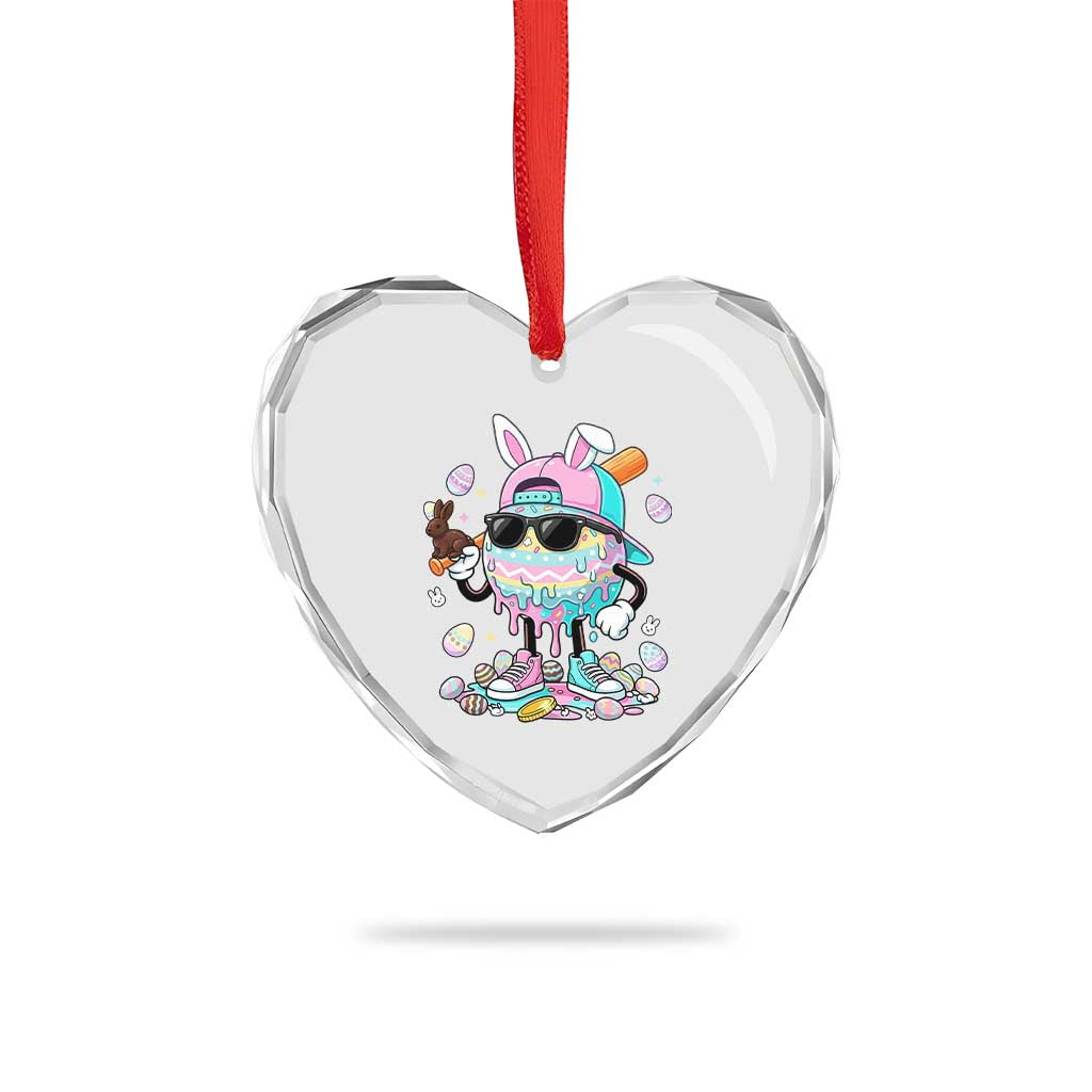 Funny Baseball Easter Heart Crystal Glass Ornament Drip Ice Cream Bunny Easter