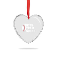 Funny Baseball Heart Crystal Glass Ornament Both Teams Sucks Meme