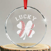 Funny Baseball Lucky Clover St Patricks Day Crystal Glass Ornament