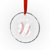 Funny Baseball Lucky Clover St Patricks Day Crystal Glass Ornament