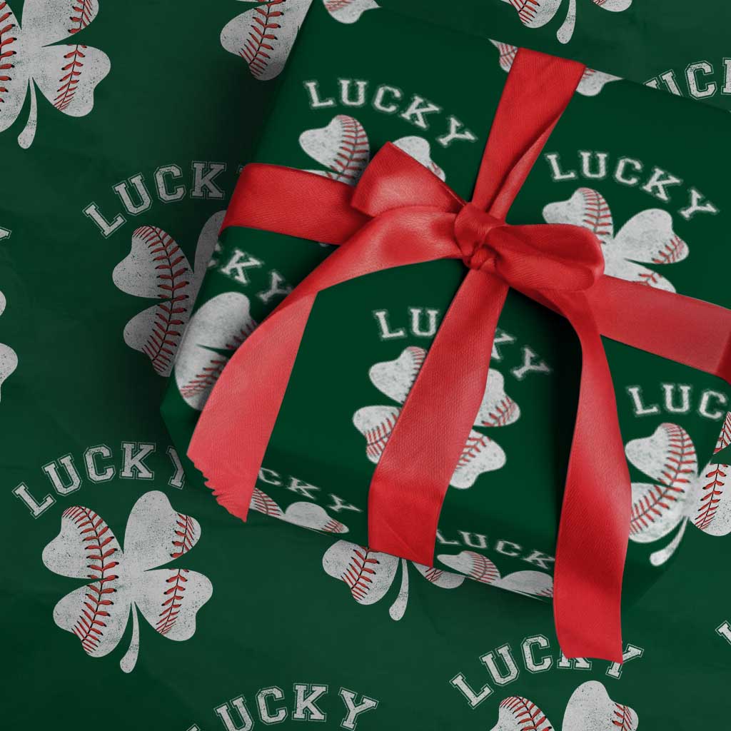 Funny Baseball Lucky Clover St Patricks Day Wrapping Paper Roll