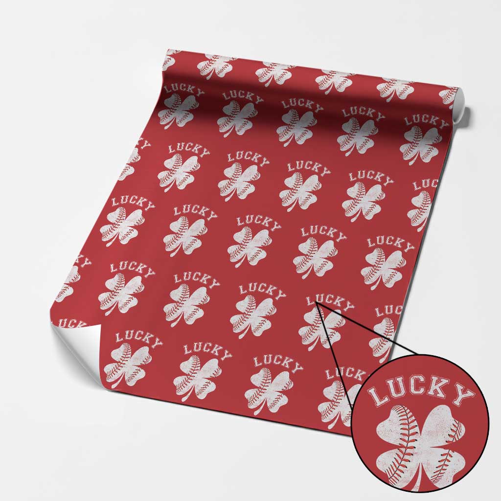 Funny Baseball Lucky Clover St Patricks Day Wrapping Paper Roll
