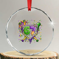 Funny Baseball Mardi Gras 67 Ice Cream Drip Crystal Glass Ornament Six Seven Meme Carnival