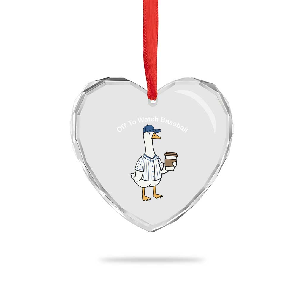 Funny Baseball Mom Goose Heart Crystal Glass Ornament Funny Sports Game Day
