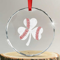 Funny Baseball St Patricks Day Distressed Shamrock Crystal Glass Ornament