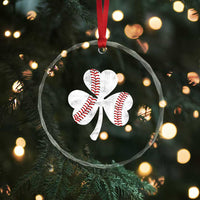 Funny Baseball St Patricks Day Distressed Shamrock Crystal Glass Ornament