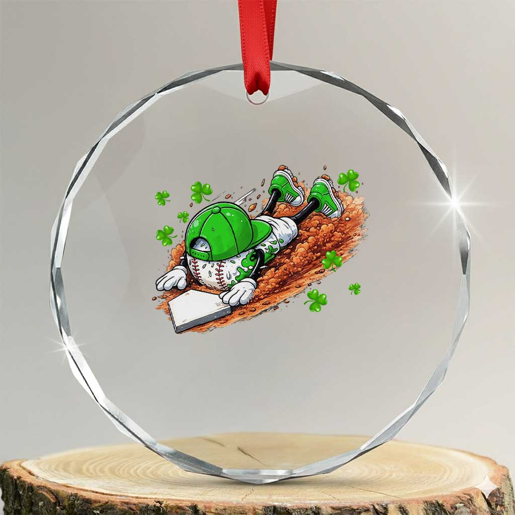 Funny Baseball St Patricks Day Home Plate Drip Crystal Glass Ornament