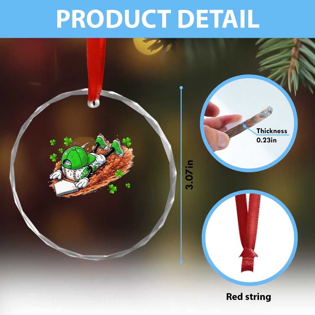 Funny Baseball St Patricks Day Home Plate Drip Crystal Glass Ornament