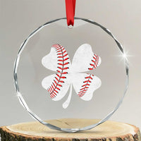 Funny Baseball St Patricks Day Vintage Clover Crystal Glass Ornament