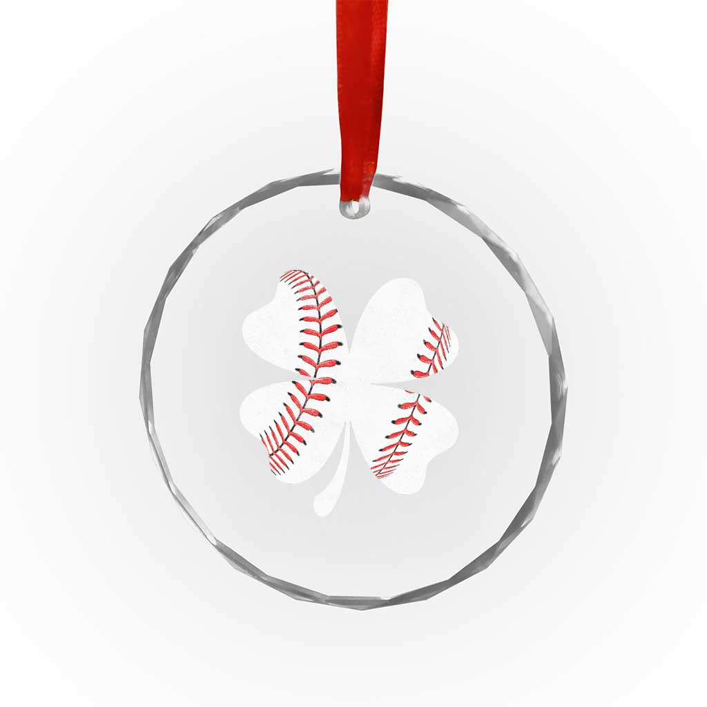 Funny Baseball St Patricks Day Vintage Clover Crystal Glass Ornament