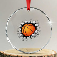 Funny Basketball Bursting Through Wall Crystal Glass Ornament Sports Fan Gift