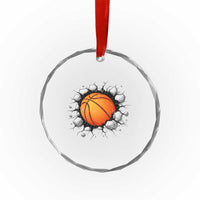 Funny Basketball Bursting Through Wall Crystal Glass Ornament Sports Fan Gift