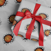 Funny Basketball Bursting Through Wall Wrapping Paper Roll Sports Fan Gift