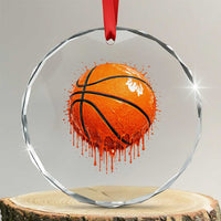 Funny Basketball Drip Splash Graphic Crystal Glass Ornament