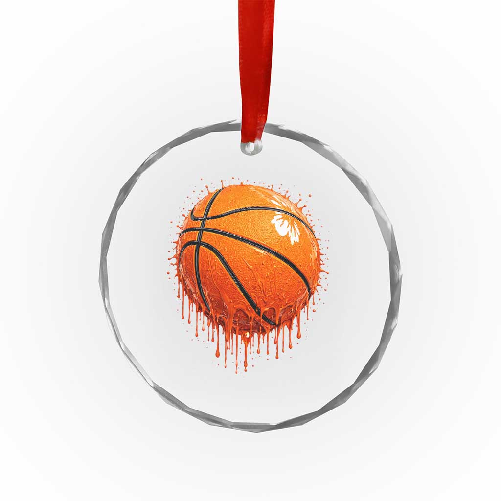Funny Basketball Drip Splash Graphic Crystal Glass Ornament