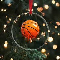 Funny Basketball Drip Splash Graphic Crystal Glass Ornament