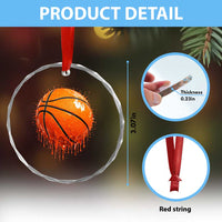 Funny Basketball Drip Splash Graphic Crystal Glass Ornament