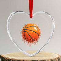 Funny Basketball Drip Splash Graphic Heart Crystal Glass Ornament