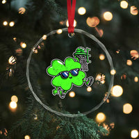 Funny Basketball Shamrock Crystal Glass Ornament Dunking Sports Player St. Patrick's Day TS02