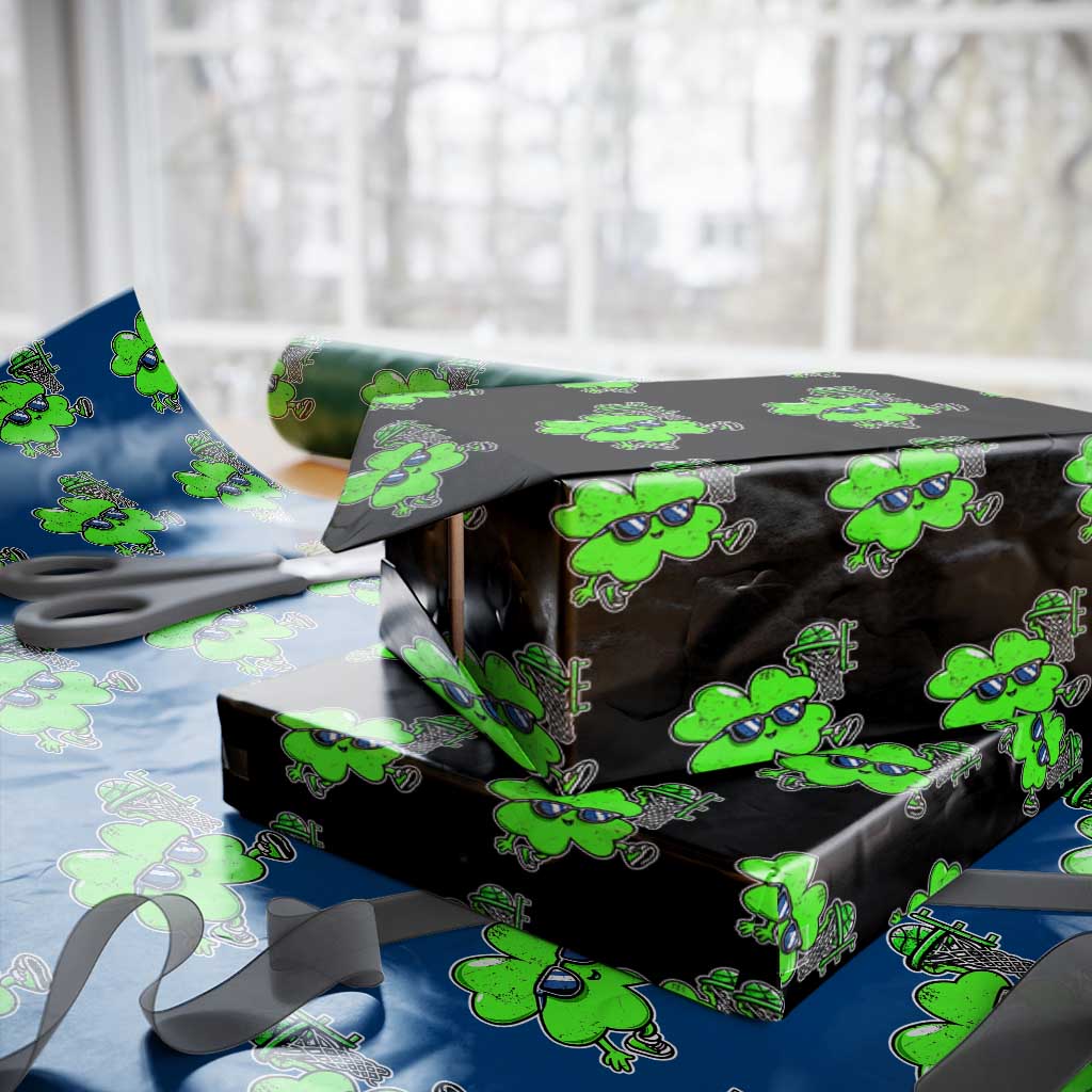 Funny Basketball Shamrock Wrapping Paper Roll Dunking Sports Player St. Patrick's Day - Wonder Print Shop