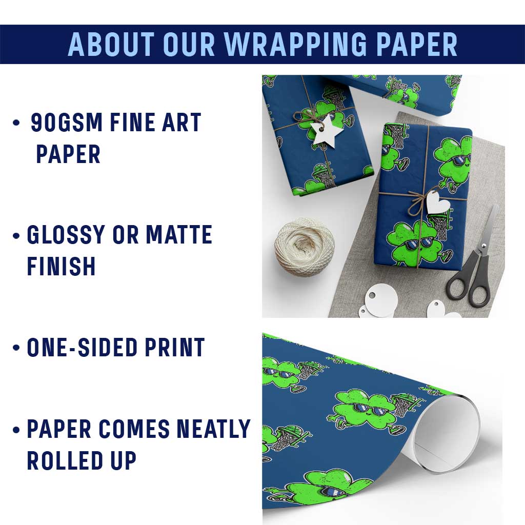 Funny Basketball Shamrock Wrapping Paper Roll Dunking Sports Player St. Patrick's Day - Wonder Print Shop