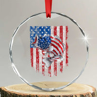Funny Bass Fish Fishing Vintage American Flag Patriotic Crystal Glass Ornament TS11