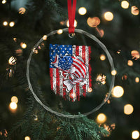 Funny Bass Fish Fishing Vintage American Flag Patriotic Crystal Glass Ornament TS11