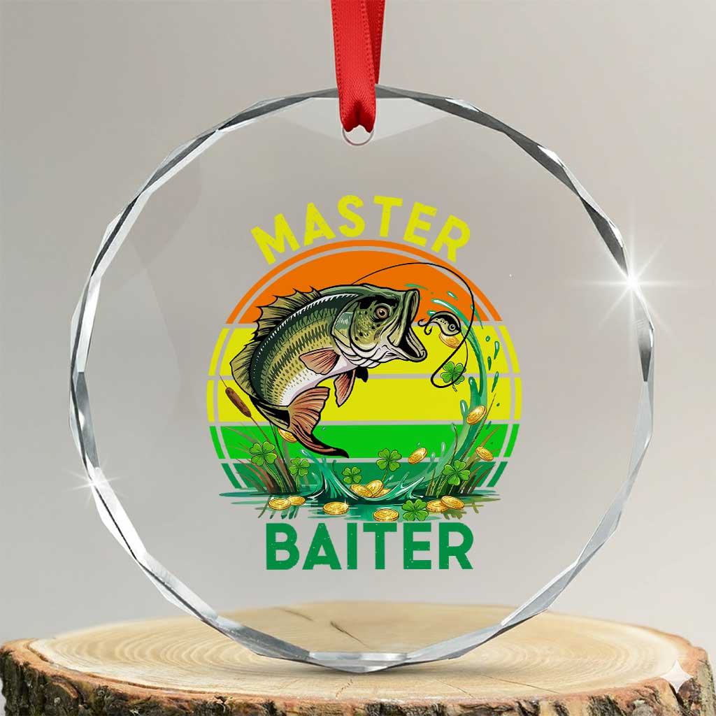 Funny Bass Fishing St Patricks Day Crystal Glass Ornament Master Baiter